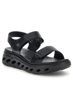Sandali neri con strappi in velcro suola comfort G88382-PLOCADI Clearance