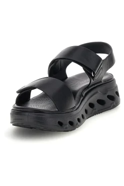 Sandali neri con strappi in velcro suola comfort G88382-PLOCADI Clearance