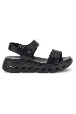 Sandali neri con strappi in velcro suola comfort G88382-PLOCADI Clearance