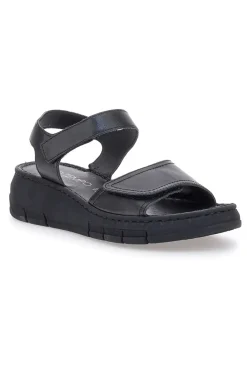 Sandali Neri con Strappi In Velcro 350005-MIO TEMPO Best