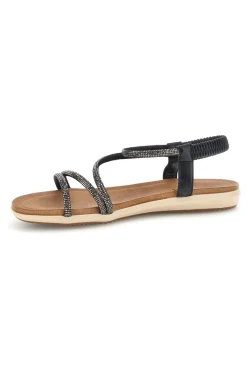 Sandali neri con strass e cinturino elasticizzato Cafe' cost 80965-CAFÈ COST Online