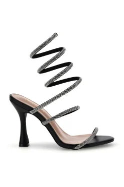 Sandali neri con strass e laccio a spirale P711-FIRST LADY Sale