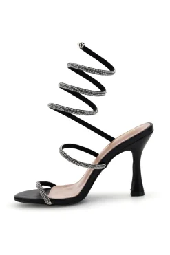 Sandali neri con strass e laccio a spirale P711-FIRST LADY Sale