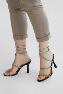 Sandali neri con strass e laccio a spirale P711-FIRST LADY Sale