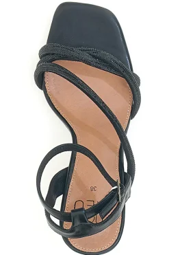 Sandali neri con strass e tacco alto 1625-MON DIEU Outlet