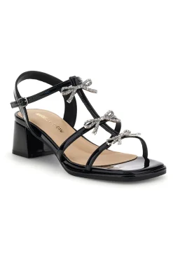 Sandali neri con strass e tacco largo 519601325-MARIELLA BURANI Online