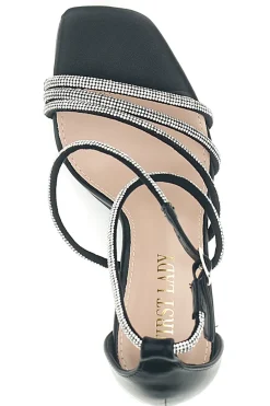 Sandali neri con strass P692-FIRST LADY