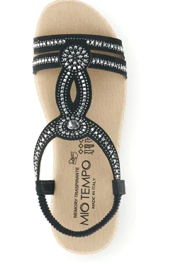 Sandali neri con strass LR263702-MIO TEMPO