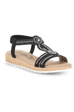 Sandali neri con strass LR263702-MIO TEMPO