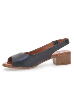 Sandali Neri con Tacco a Blocco e Tomaia in Pelle 243065-PITTARELLO LOOK Sale