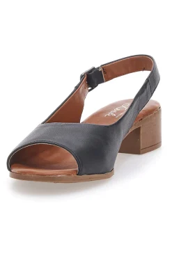 Sandali Neri con Tacco a Blocco e Tomaia in Pelle 243065-PITTARELLO LOOK Sale