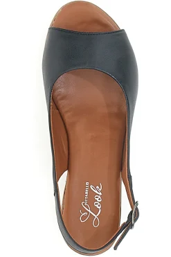 Sandali Neri con Tacco a Blocco e Tomaia in Pelle 243065-PITTARELLO LOOK Sale