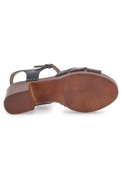 Sandali Neri con Tacco a Blocco e Tomaia in Pelle 1146209-PITTARELLO Outlet