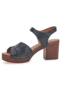 Sandali Neri con Tacco a Blocco e Tomaia in Pelle 1146209-PITTARELLO Outlet