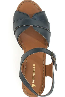 Sandali Neri con Tacco a Blocco e Tomaia in Pelle 1146209-PITTARELLO Outlet