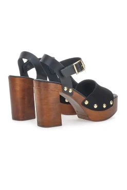 Sandali Neri con Tacco Alto Effetto Legno 35021-PITTARELLO LOVE Online