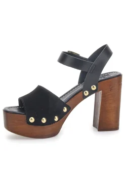 Sandali Neri con Tacco Alto Effetto Legno 35021-PITTARELLO LOVE Online
