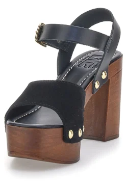 Sandali Neri con Tacco Alto Effetto Legno 35021-PITTARELLO LOVE Online