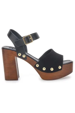 Sandali Neri con Tacco Alto Effetto Legno 35021-PITTARELLO LOVE Online
