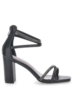 Sandali Neri Con Tacco Alto e Strass 254-THE FIRST Discount