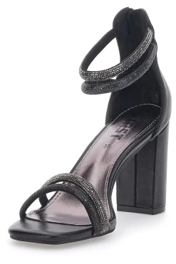 Sandali Neri Con Tacco Alto e Strass 254-THE FIRST Discount