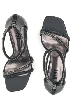 Sandali Neri Con Tacco Alto e Strass 254-THE FIRST Discount