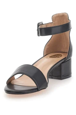 Sandali neri con tacco basso e cinturino 283-LE HAVRE PARIS Clearance