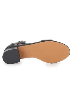 Sandali neri con tacco basso e cinturino 283-LE HAVRE PARIS Clearance