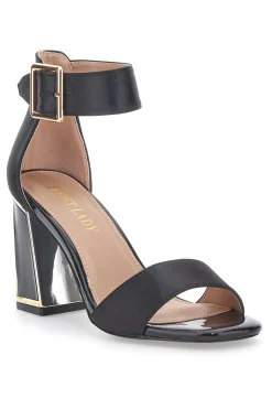 Sandali Neri con Tacco e Cinturino 407-FIRST LADY