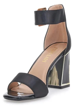 Sandali Neri con Tacco e Cinturino 407-FIRST LADY