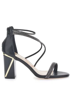 Sandali neri con tacco e strass 237-LE HAVRE PARIS Best