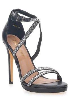 Sandali Neri con Tacco e Strass 459-FIRST LADY Online