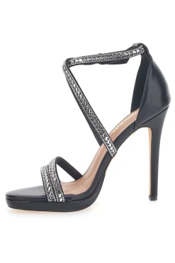 Sandali Neri con Tacco e Strass 459-FIRST LADY Online