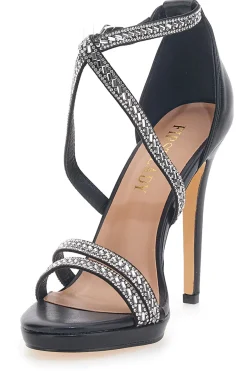 Sandali Neri con Tacco e Strass 459-FIRST LADY Online