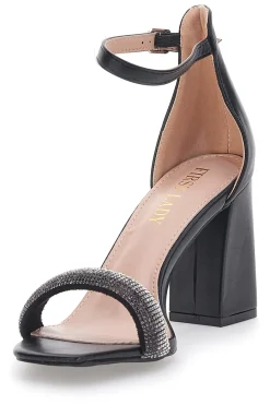 Sandali Neri con Tacco e Strass 419-FIRST LADY Clearance
