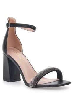 Sandali Neri con Tacco e Strass 419-FIRST LADY Clearance