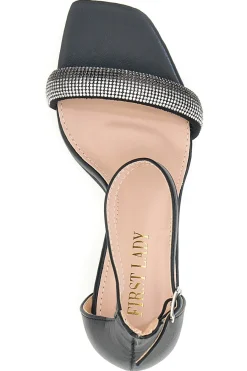 Sandali Neri con Tacco e Strass 419-FIRST LADY Clearance