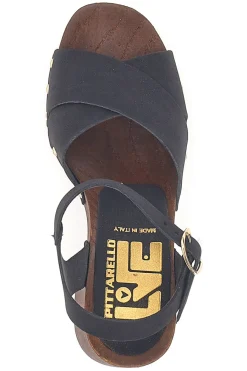 Sandali neri con tacco largo e borchiette 9086-PITTARELLO LOVE Outlet