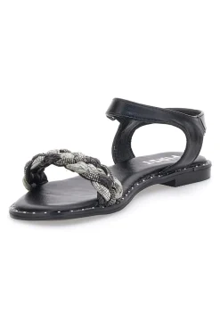 Sandali Neri con Treccia 92119-THE FIRST Discount