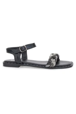 Sandali Neri con Treccia 92119-THE FIRST Discount