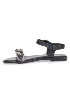 Sandali Neri con Treccia 92119-THE FIRST Discount