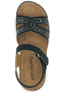 Sandali neri con zeppa e brillantini Q17729-MIO TEMPO Discount
