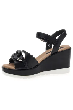 Sandali neri con zeppa e catena decorativa SA0439-GMV Discount