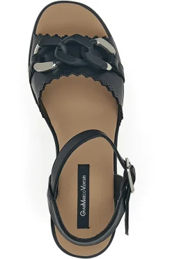 Sandali neri con zeppa e catena decorativa SA0439-GMV Discount