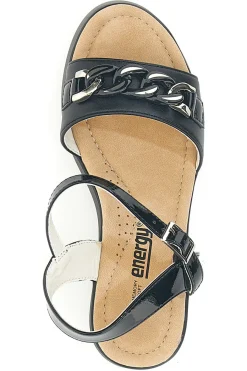 Sandali neri con zeppa e catena frontale E486-ENERGY