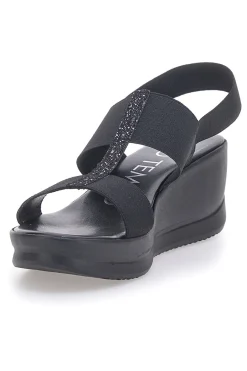 Sandali Neri Con Zeppa Elasticizzati 2210/9738-MIO TEMPO Online
