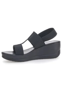 Sandali Neri Con Zeppa Elasticizzati 2210/9738-MIO TEMPO Online