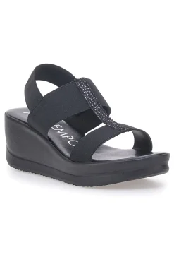 Sandali Neri Con Zeppa Elasticizzati 2210/9738-MIO TEMPO Online