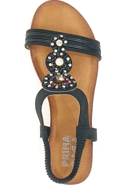 Sandali Neri Con Zeppa e Perline FT0893-PRIMA RIGA Outlet
