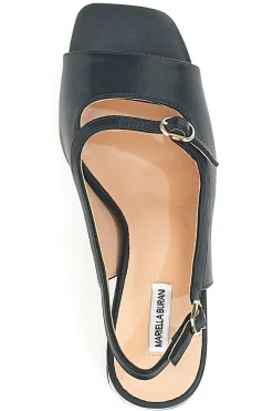 Sandali Neri Eleganti con Tacco Largo e Dettaglio Gioiello 51161-MARIELLA BURANI Outlet